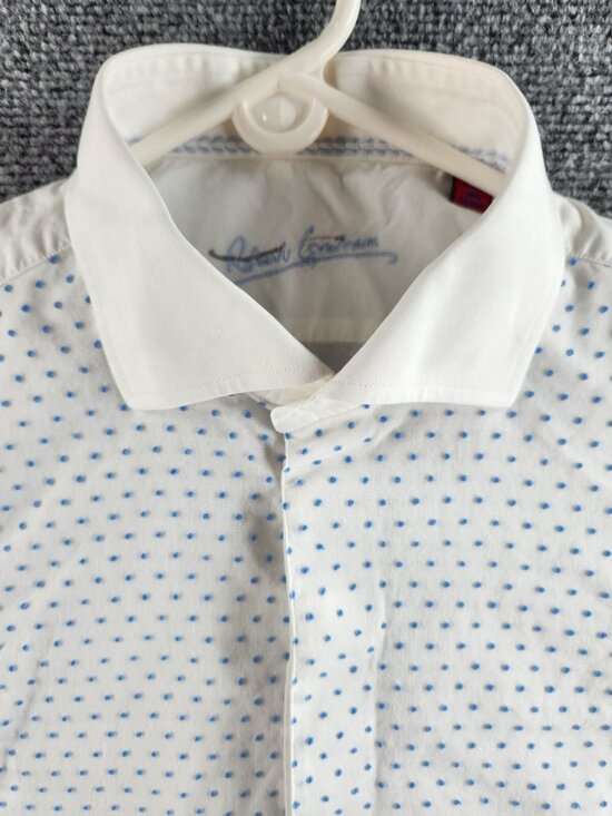 Robert Graham Other - Robert Graham 42 16.5 White Blue Polka Dot Long Sleeve Button Up Shirt Cotton